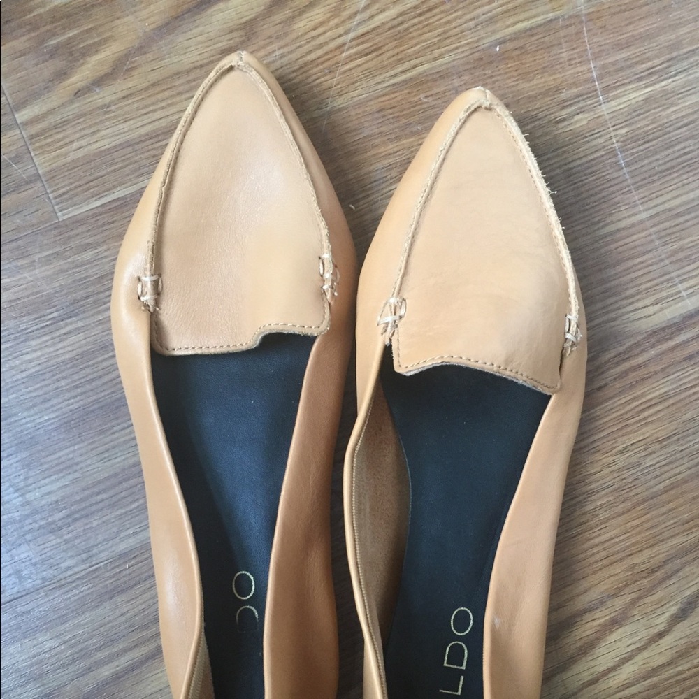 Brown faux leather flats
